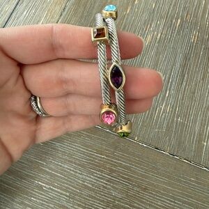 Elegant Multi-Stone Silver and Gold Bracelet